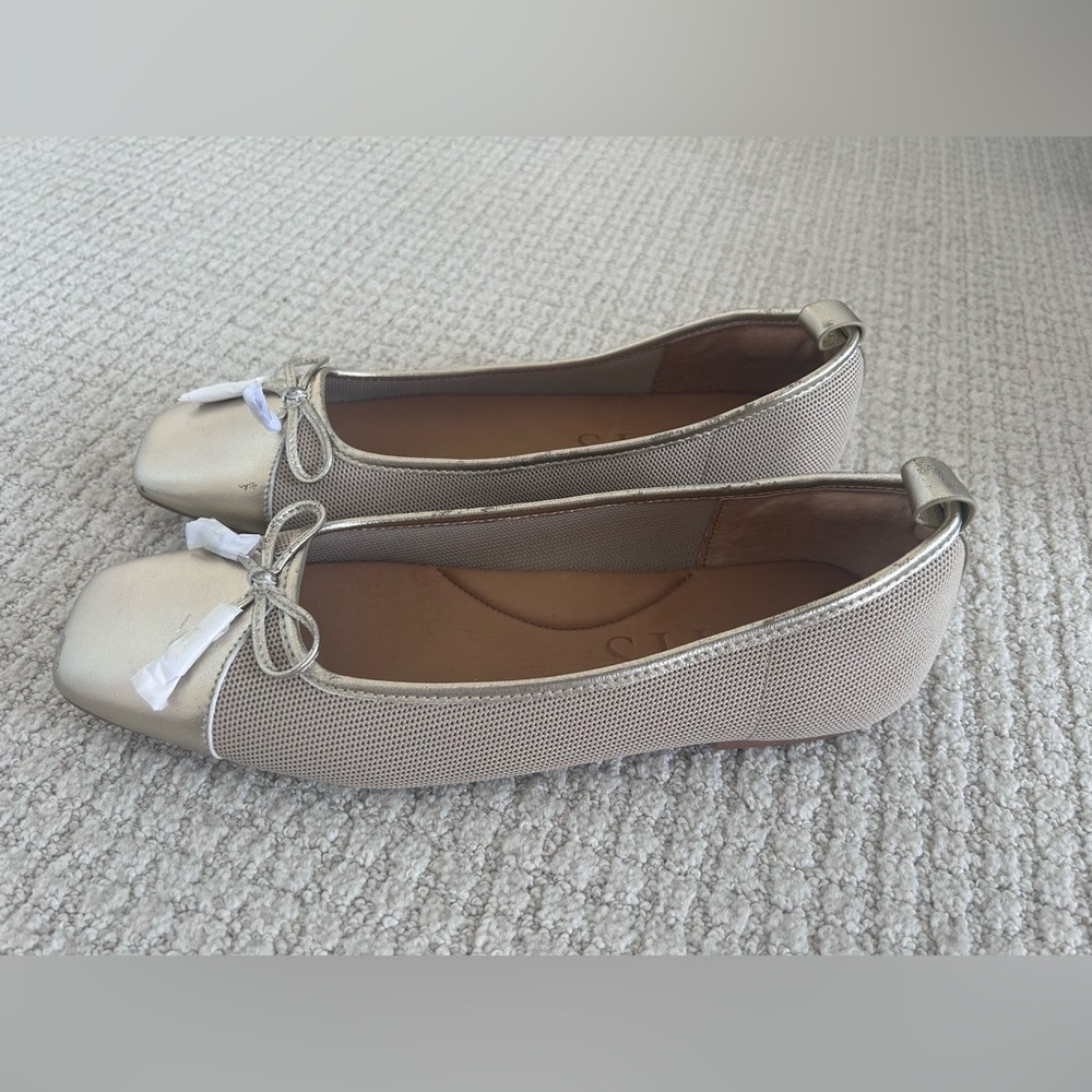 Eric Javits Gold Metallic Ballet Flat Women’s Size 9 NEW Breathable Mesh - Picture 7 of 13